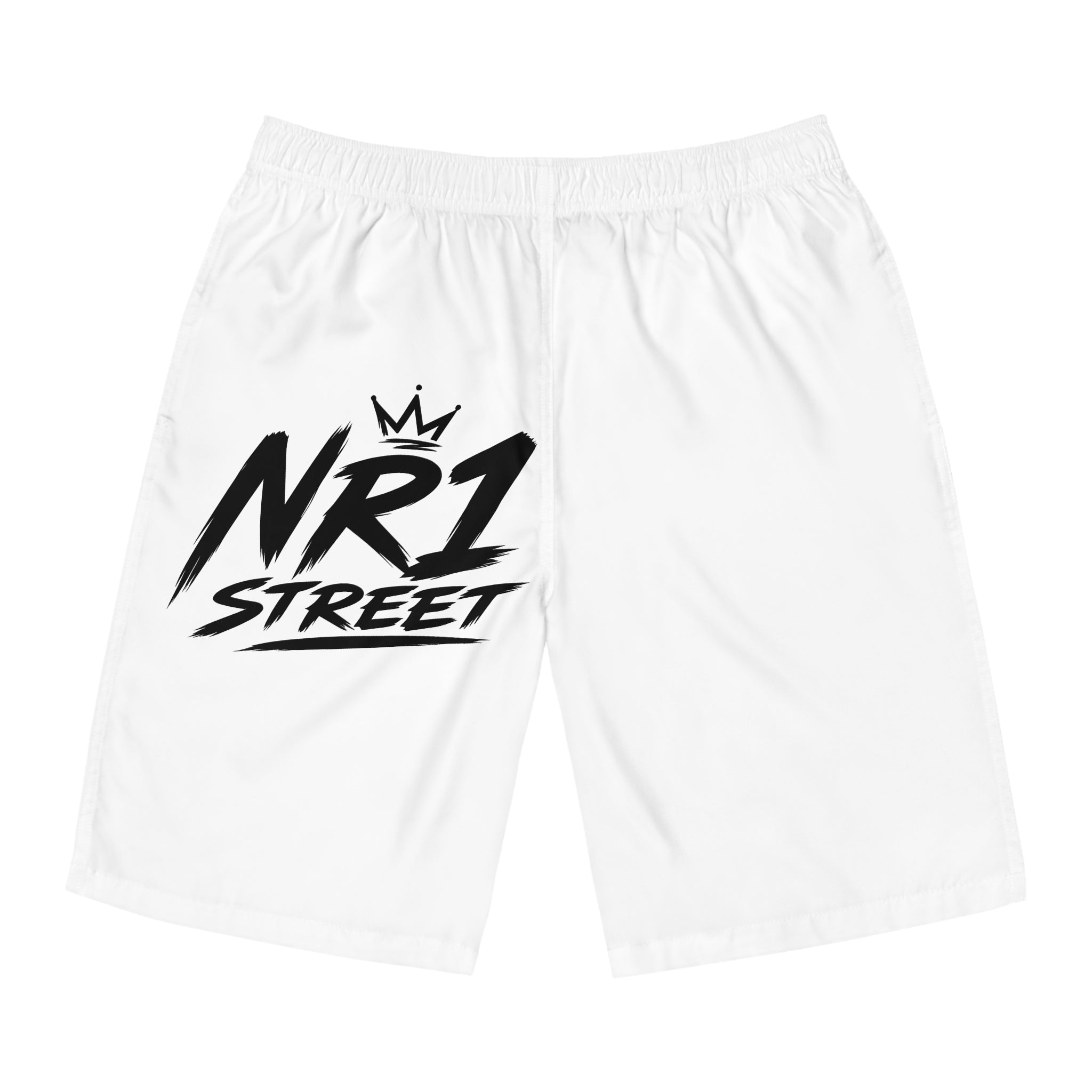 NR1 Street Men's Board Shorts — White Graphic Swim Trunks (Collection 2026) #2