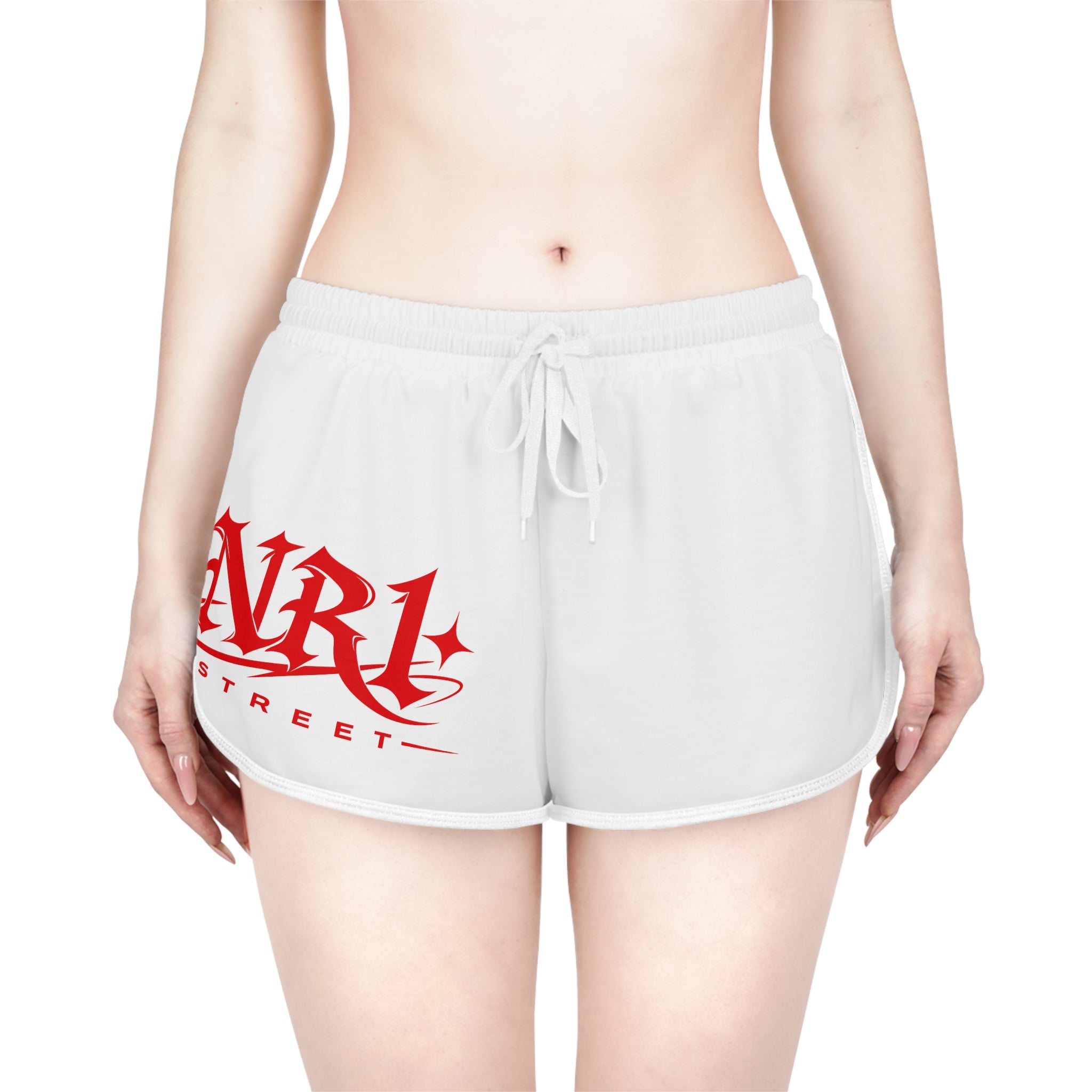 Street Vibe Women's Relaxed Shorts — Red NRL Script Logo