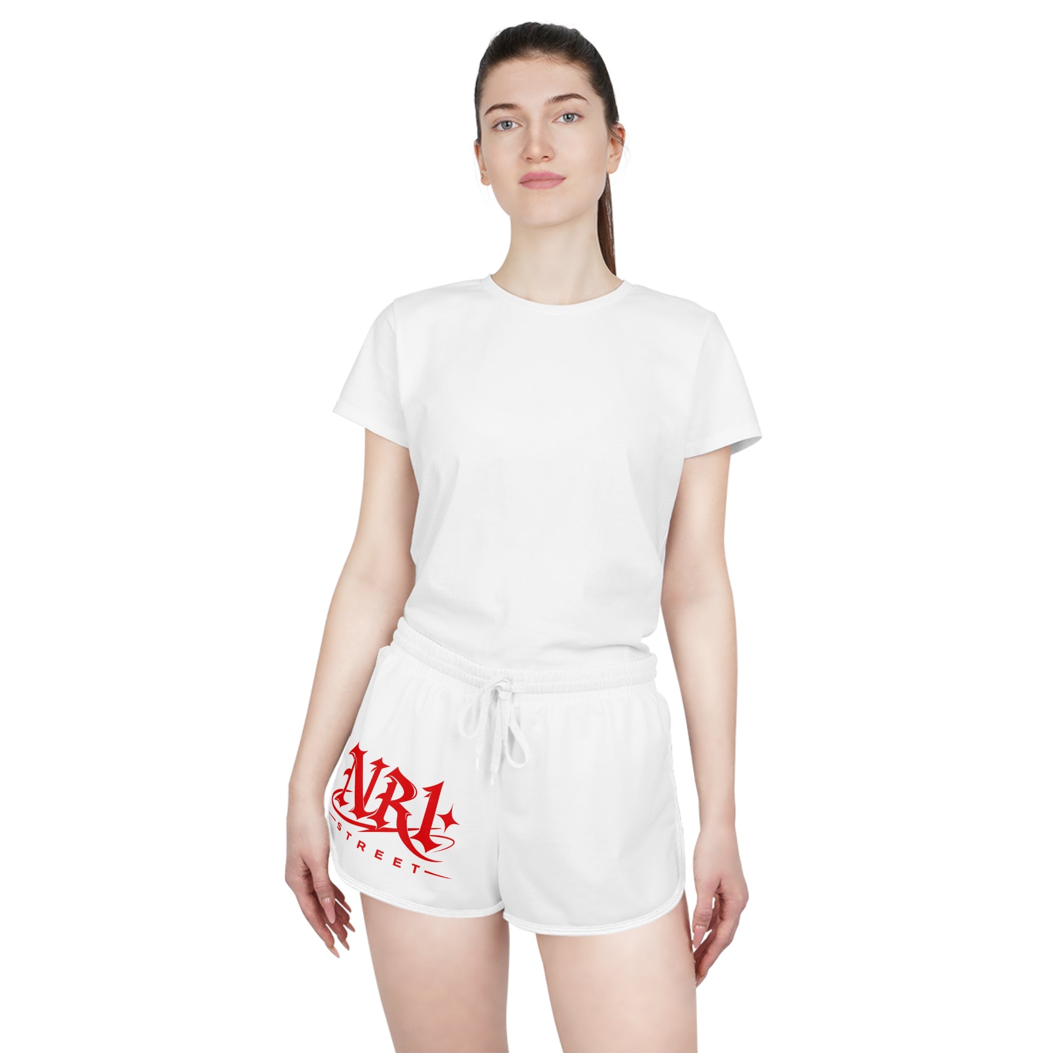 Street Vibe Women's Relaxed Shorts — Red NRL Script Logo